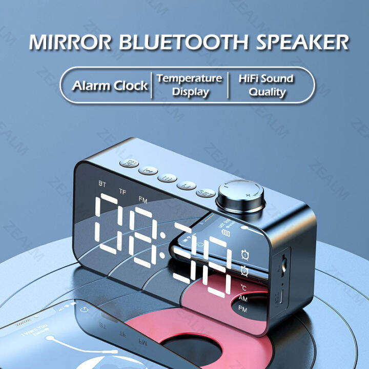 Z6 Portable Mirror Alarm Clock Bluetooth Speaker with Microphone