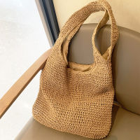 Casual Large Capacity Tote Bags Women Straw Shopper Handbags Simple Rattan Woven Designer Lady Summer Travel Shoulder Bags