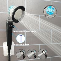 New 3 Modes High Pressure Shower Head Turbo Propeller Showerhead Fan Abs Rain Handheld Filter Shower Head Bathroom Accessories Showerheads