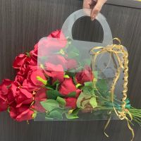 Transparent  Flower Box with Handle Portable Flower Packing Bags Gift Contatiner Handbag Wedding Rose Wrapping Party Gift Box Gift Wrapping  Bags