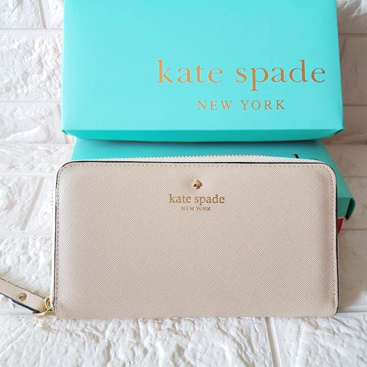 Kate Spade Classic Leather Zip Around Wallet Beige Cedar Street Stacey Long Wallet Lazada PH