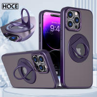 HOCE แหวนที่วางแบบโลหะใสสีด้านสำหรับเคสโทรศัพท์ Magsafe สำหรับ iPhone 15 13 12 14 Pro Max 14 15 Plus เคสเกราะ PC กันกระแทกสุดหรู