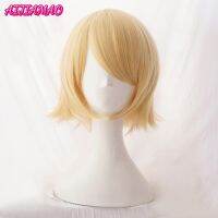 2023 Korean Len Short Blond Heat Resistant Synthetic Hair Anime Cosplay Wigs + Track Code + Free Wig Cap