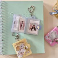 Korean Ins Cute Tulip Rabbit Bear Mini Photo Album 1 Inch Card Holder Storage Idol Photo Collect Keychain Kawaii Stationery