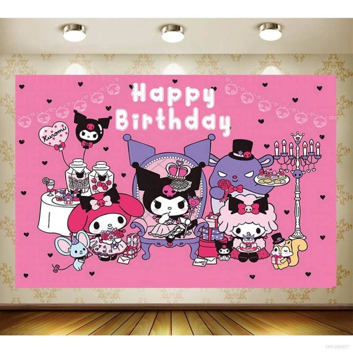 Kira Sanrio Melody Kuromi Birthday theme backdrop banner party ...