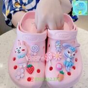 Bộ Sticker Thỏ Tím 3D Phụ Kiện Trang Trí Dép Crocs Jibbitz Charm 3D Gắn