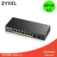 สินค้าขายดี!!! Switch Zyxel GS1900-10HP L2 Smart Managed POE Switch 8 Port Gigabit, SFP 2 Port, POE 8 Port 77W ที่ชาร์จ แท็บเล็ต ไร้สาย เสียง หูฟัง เคส ลำโพง Wireless Bluetooth โทรศัพท์ USB ปลั๊ก เมาท์ HDMI .