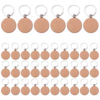 100Pcs Blank Round Wooden Key Chain Diy Wood Keychains Key Tags Can Engrave Diy Gifts