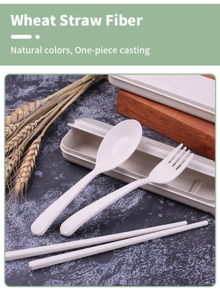 Travel Utensil Set with Case, 4 Sets Wheat Straw Reusable Spoon Knife Forks  Tableware, Eco Friendly Non-toxin BPA Free Portable Cutlery for Travel  Picnic Camping or Daily Use 4 Pcs