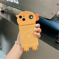 เคส3D ลายเป็ดสีเหลืองสำหรับ IPhone 11 12 13 14 Pro เคสแฟชั่นน่ารักปกป้องเลนส์ฝาหลังรูปการ์ตูนเคสโทรศัพท์กันกระแทก