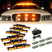 54 LED Flash Emergency Car Strobe Lights Yellow Automotive Explosive Car Front Grille Deck Strobe Flashing Lamp