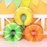 Originality Fruits Travel Pillow Nanoparticles Neck Protection Pillow Soft Watermelon Orange Kiwi U Shape Car Plane Neck Pillow