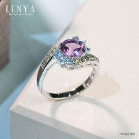 Lenya Jewelry แหวนเงินแท้ 925 ประดับอัญมณีแท้ เม็ดโต ดีไซน์สุดคลาสิค เหมาะสำหรับสวมใส่กับเสื้อผ้าทุกชุดทุกสไตล์