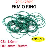 10 buah/lot CS 1.0mm OD 3 30mm Green FKM Fluorine karet O cincin Sealing Gasket minyak insulasi tahan suhu tinggi