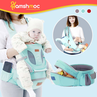 HamshMoc Gendongan Bayi กระเป๋าอุ้มเด็กกันลมสำหรับทารกแรกเกิด0-36เดือน,กระเป๋าเป้สะพายหลังเด็กใส่เพื่อความปลอดภัยมัลติฟังก์ชันระบายอากาศน้ำหนักเบา