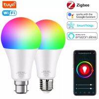 Tuya หรือ Zigbee Art ไฟ LED หลอดไฟ E27 B22 12W 15W หลอดไฟ Wifi หลอดไฟไฟ RGB หรี่ได้110V 220V ทำงานร่วมกับแอป Art Life