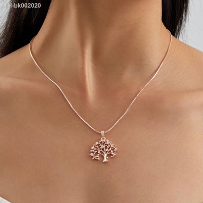 ◘ New Gold Silver Color Tree Of Life Necklace for Women Short Choker Small Crystal Charm Snake Clavicle Chain Jewelry Party Gifts