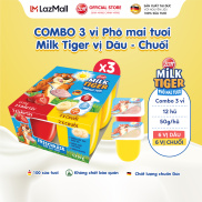 COMBO 3 vỉ Phô mai tươi Zott Milk Tiger vị Dâu - Chuối nhập khẩu từ Đức