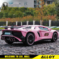 LEO 1:32สีชมพู Lamborghini LP770-4/LP780-4โลหะ Diecast รถยนต์รุ่นของเล่น Zine Alloy ดึงกลับรถของเล่นสำหรับของขวัญเด็ก