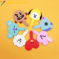 【BEIBEI】 XIANSTORE Creative BTS Makeup Mirror Cartoon Image Peripheral Products BT21 Hand Mirror Silica Gel Handle Student Gift for Children Girls Portable Design Cosmetics Accessories