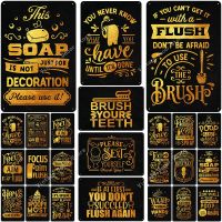 Bathroom Art Vintage Metal Signs Tin Signs Gold Foil Funny Poster Decor for Bathroom Club Man Cave Wall Decoration Iron Painting