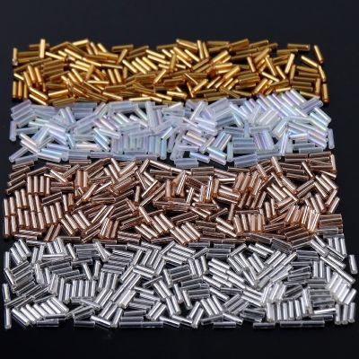 10g/Lot Gold Champagne Color Czech Glass Seedseads Spacer Tube Bugles beads For Jewelry Making Sewing Embroidery DIY Accessories Headbands