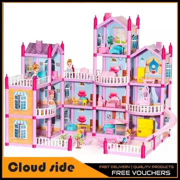 Princess Big Villa DIY Dollhouse Doll House Castle DIY Dollhouse Assembled  Set Pretend Play Toys Birthday Gifts