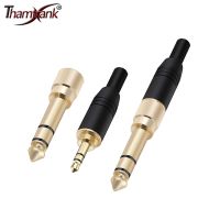 10pcs/5set Gold-Plated Adapter Jack 6.35mm 3poles Stereo Male Plug with Inside Screw to 3.5mm Jack Stereo Female Socket Converte