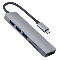 【HOT SALE】 liaoxian3105992120 6 In1 USB Type C Hub อะแดปเตอร์ที่มี4พัน HDMI เข้ากันได้ Multiport อ่าน USB3.0 TF PD วิดีโออุปกรณ์คอมพิวเตอร์แยก USB