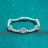 [COD]925 เงินสร้อยข้อมือสเตอร์ลิงเพศหญิง คลัสเตอร์ Moissanite สร้อยข้อมือหัวเข็มขัดชุบ pt950 เครื่องประดับมือทอง