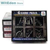 ปริศนาลวดโลหะ3D สำหรับเด็กมี6ชิ้น/ชุดหัวเข็มขัดอัจฉริยะแหวนแบบผูกปมคลาสสิก9วงแหวนของเล่นคลายเครียดประลองปัญญาความฉลาด