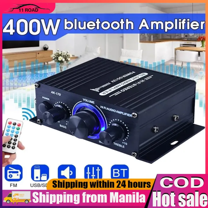 【24 Hours Delivery】Ak170 400W 12v Mini Amplifier Hifi Digital Bluetooth ...