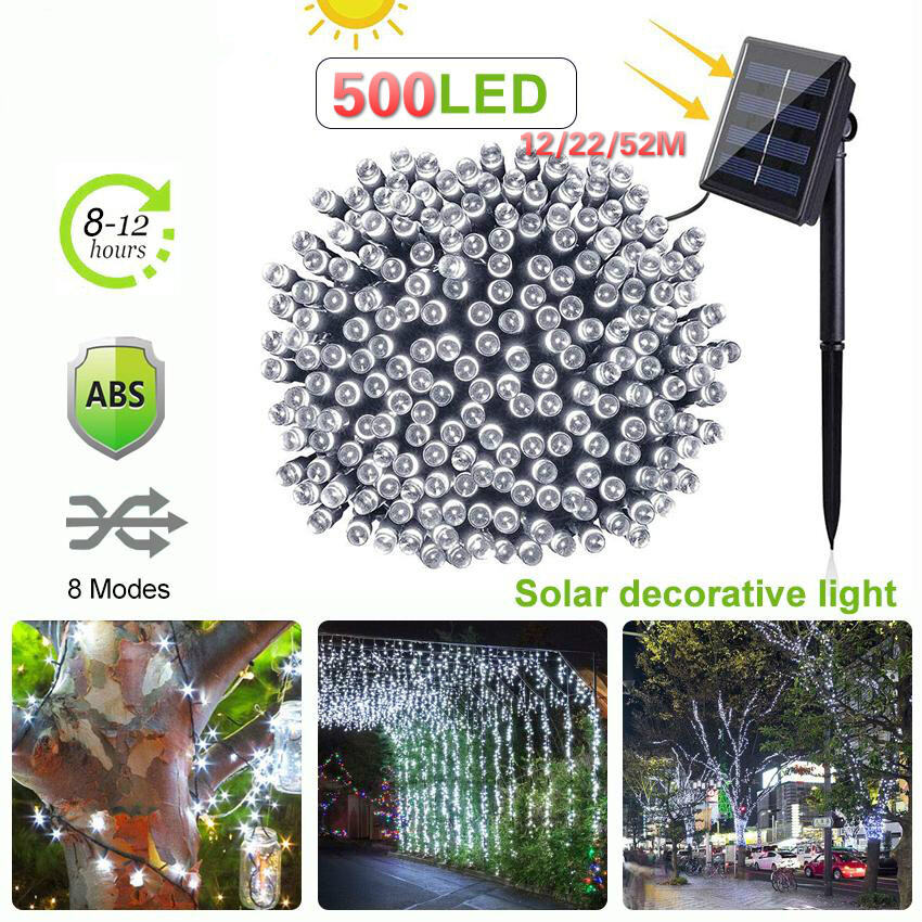 52m 500 LED Solar Power Fairy Garden String Lights Outdoor Patio Party Wedding 