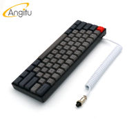 Angitu Handmake Mechanical Keyboard USB C Coiled Cable Single Sleeved Type C Spiral Cable With GX12 Aviator-Black White