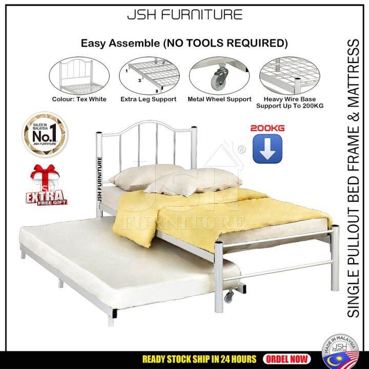 Single Metal Bed Frame & Pull Out Bed Frame JSH S22 Katil Bujang Katil Besi Single Bed Frame