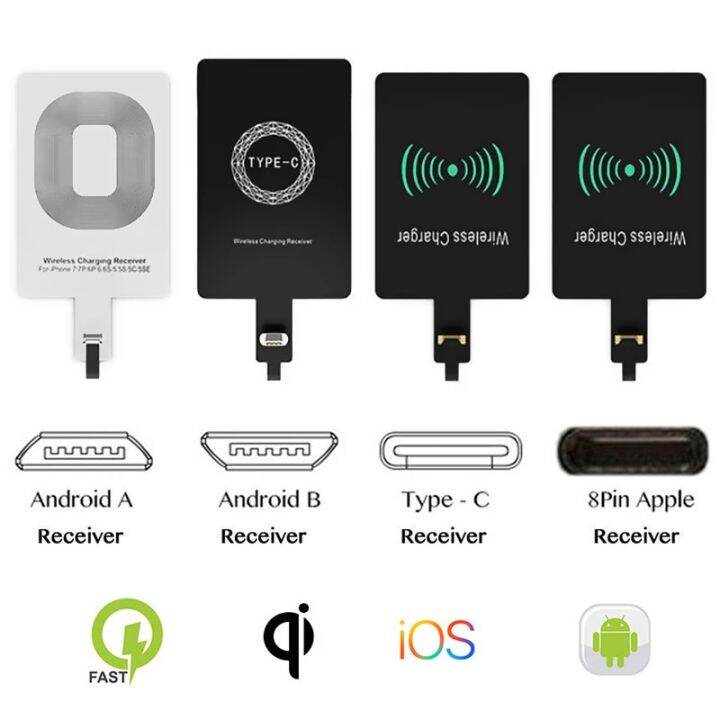 ตัวรับชาร์จไร้สาย-qi-ตัวแปลงการชาร์จแบบไร้สาย-type-c-usb-สายฟ้า-micro-รองรับ-iphone-6-5โทรศัพท์ชาร์จไร้สาย