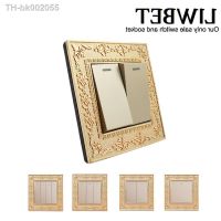✐ LIWBET Gold Color 1 Gang / 2 Gang / 3 Gang / 4 Gang Light Switch And Panel 2 Way Plastic Push Button Wall Switch