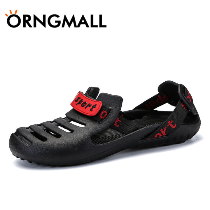 orngmall-รองเท้ารองเท้าส้นแบนกลวงแนวรองเท้าระบายอากาศผู้ชายรองเท้าแตะสำหรับผู้ชาย-รองเท้ารองเท้าแตะสำหรับชายหาดและกลางแจ้งแนวสปอร์ตแบบดึงได้รองเท้าโรมันรองเท้าแตะเด็กเกาหลี39-47