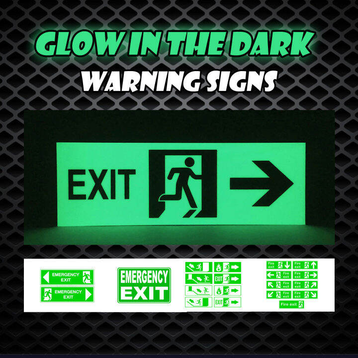 Glow in the dark Warning Signs Emergency Exit Fire Exit Sticker Lazada PH