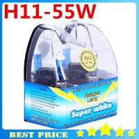 H11 55วัตต์ฮาโลเจนพร้อมกล่องบรรจุไฟตัดหมอกพลังงานสูงอัตโนมัติหลอดไฟ6000พัน12โวลต์ไฟหน้าสำหรับฟอร์ดที่จอดรถรถจัดแต่งทรงผม