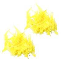 100 PCS Dyed Rooster Feathers for Decoration 10 - 15 cm - Yellow