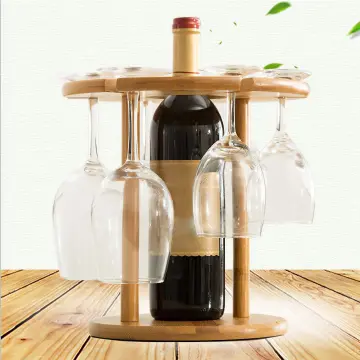 Wooden Wine Glass Drying Rack and Bottle Holder Wine Storage Glasses Hook  Stand Organizer Tray