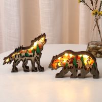 Ornaments Led Hollow Carving Room Figurines Crafts Office Desk Bedroom Decoration Accessories