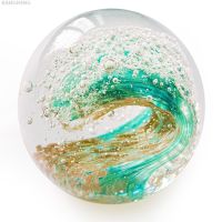 KANGMING Hand Blown Glass Figurines Ball Ocean WavesOffice Paperweight Glass for DeskHome Decor CollectibleAquarium Decor