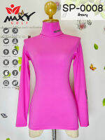 เสื้อบอดี้ฟิตกันแดดสีพื้น(คอเต่า) ยี่ห้อ MAXY GOLF(รหัส SP-0008 สีชมพู)