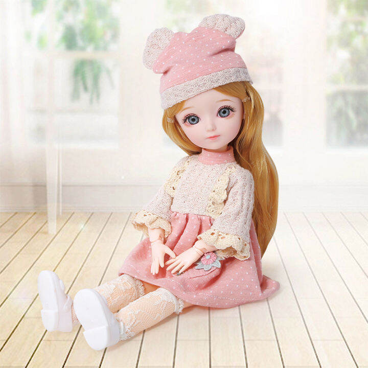 12-inch-31cm-bjd-doll-23-movable-joints-16-makeup-dress-up-3d-eyes-long-wig-for-babys-girls-toys-fashion-birthday-gifts-new