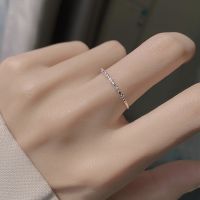 ☈❅ஐ 925 sterling silver thin female light ring luxury niche ins cold wind contracted fashion personality design feeling ring finger