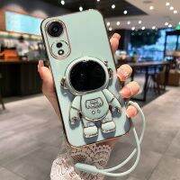 Cartoon Electroplated Astronaut Shockproof Bumper Bracket Soft TPU Case for OPPO A17 A1 Pro
