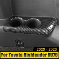 สำหรับ Toyota Highlander XU70 Kluger 2020-2022 2023 ABS ถ้วยระบายน้ำที่สามกรอบประดับตกแต่งขอบถ้วยน้ำช่องที่เท้าแขนด้านหลัง