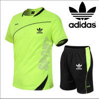 NewˉAdidasชุดสูทกีฬาเสื้อผ้าบาสเกตบอลชุดกีฬาสำหรับผู้ชายกางเกงขาสั้นเสื้อแขนสั้นผ้าไหมน้ำแข็งแห้งเร็วฤดูร้อนเสื้อยืดและกางเกงเสื้อผ้าที่ด